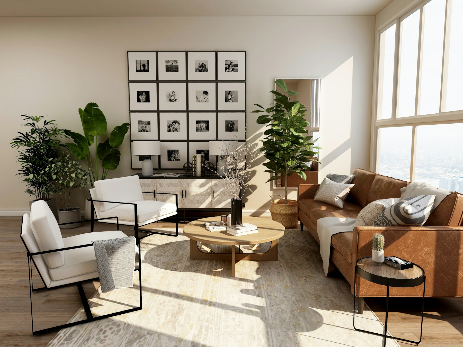 Bright, welcoming living room with thoughtful contemporary interiors